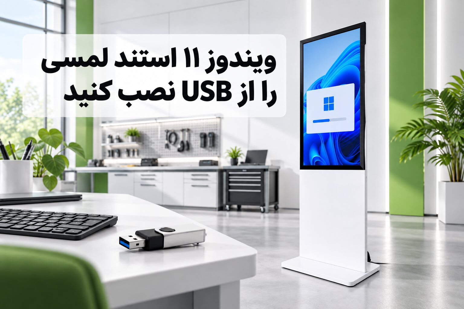 نصب ویندوز ۱۱ روی استند لمسی از پورت USB